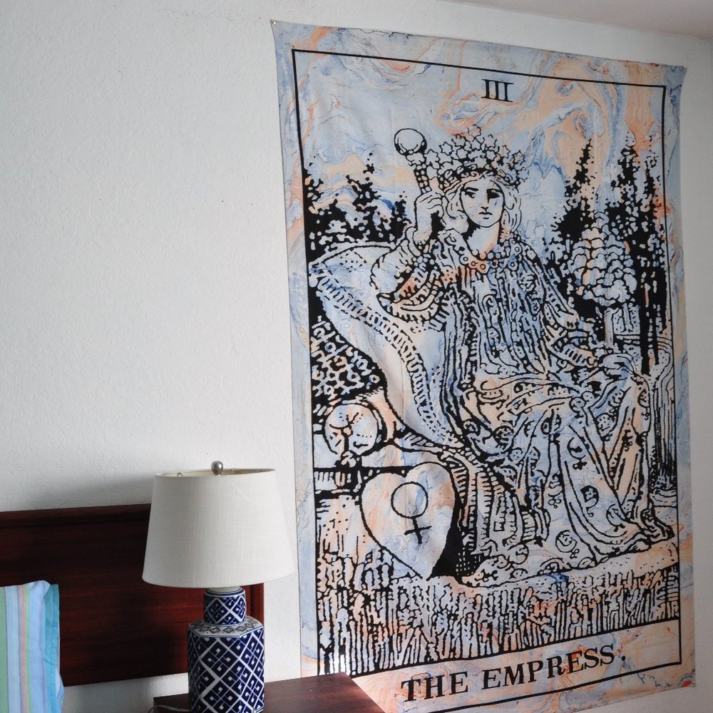 The Empress tarot card tapestry in Marble prints
